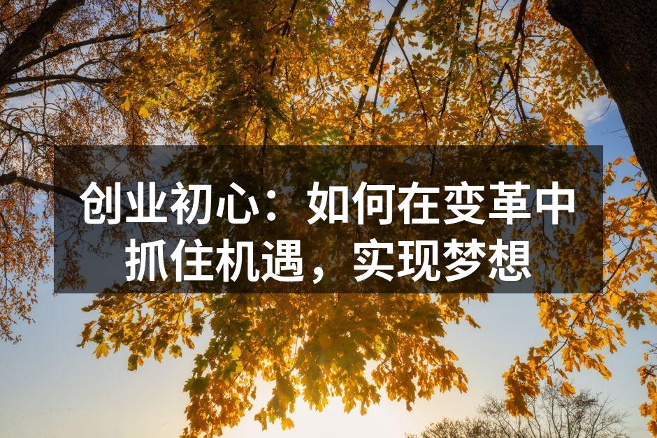 创业初心：如何在变革中抓住机遇，实现梦想